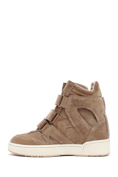 Derimod Women's Beige Wedge Heeled Suede Leather Sports Boots 25Sfd183010