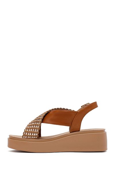 Derimod Women's Tan Thick Soled Stone Sandals 25Sfe465514