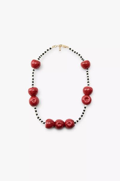 luxyansımalar Cherry Zebra Patterned Necklace