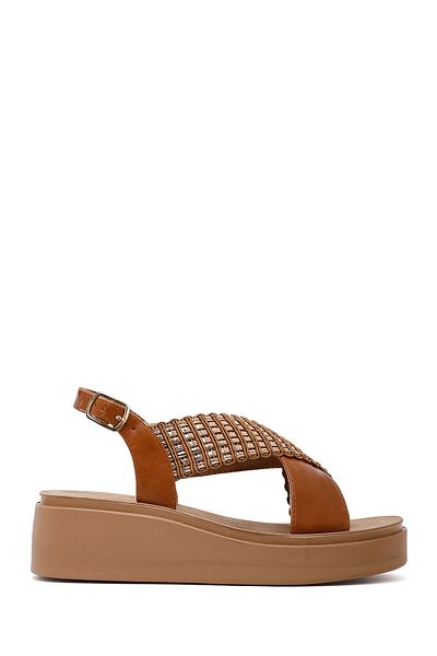 Derimod Women's Tan Thick Soled Stone Sandals 25Sfe465514