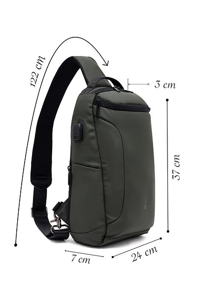 Derimod D-Pack Men's Khaki Technological Fabric Crossbody Bag 23Sbd30016F