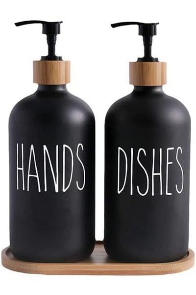 STOREMAX Jvnnastore 2 Pack Luxury Glass Liquid Soap Dispenser, Modern Glass Liquid Soap Dispenser for Kitchen and Bathroom, Fill