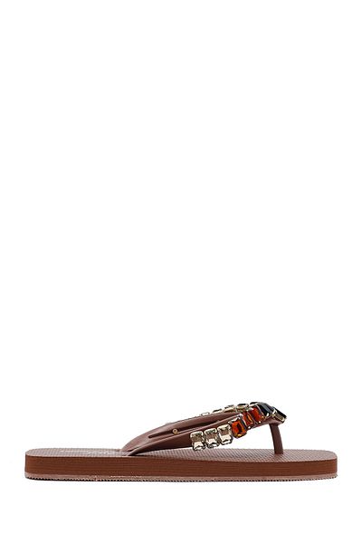 Derimod Women's Brown Stone Jelly Slippers 25Sfe4920Pv