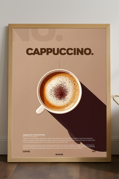 Duvarda Kapućino kafa, poster u prirodnom drvenom okviru, dekorativna zidna s...