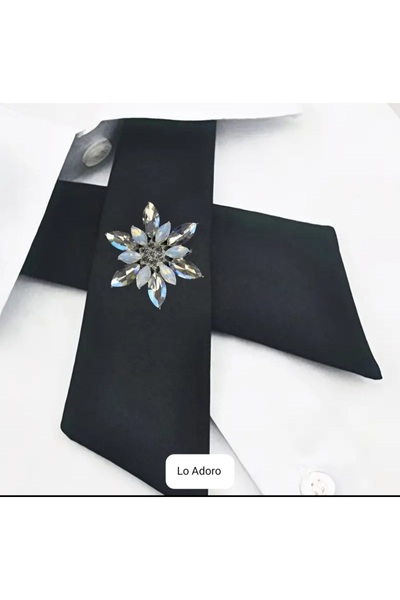 LO ADORO Kadın Kravat Özel Üretim Vintage victorian Taşlı Yaka Broş Yaka Akse...