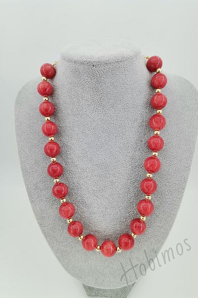 Hobimos Large Red Coral Stone Necklace - Coral Stone Necklace