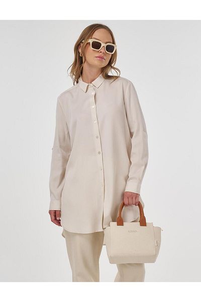 Kayra Embroidered Lyocell Tunic Ecru
