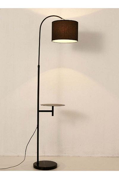 Generic DIDA Modern Arc Floor Lamp with Shelves, Rustic Floor Standing Lamps with 180° Rotatable, Marble Ba