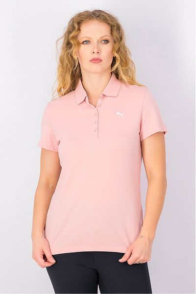 Puma Women Solid Short Sleeve Essence Polo Shirt, Bridal Rose