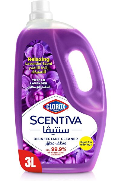 Clorox منظف ومطهر للأرضيات من سينتيفا، 3 لتر، برائحة اللافندر التوسكاني، رائحة اللافندر المريحة، بدون مبيضات