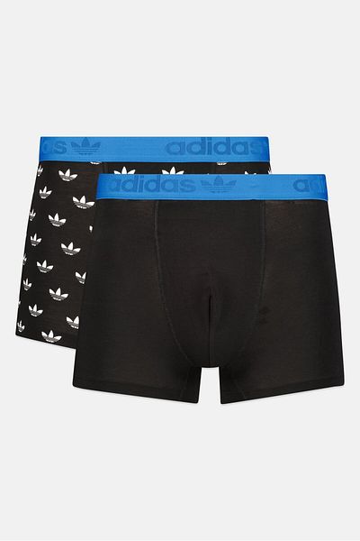 adidas Men 2 Pack Brand Logo Trunks, Black