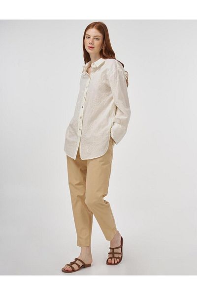 Kayra Wide Cuff Cotton Tunic Ecru