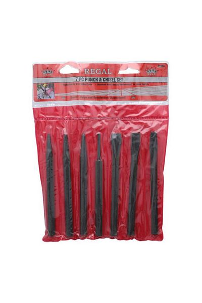 Generic Regal 7-Piece Hardened and Tempered High Carbon Steel Punch and Chisel Set Black