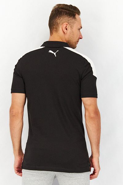 Puma Men Spread Neckline Short Sleeve Graphic Logo Polo Shirt, Black