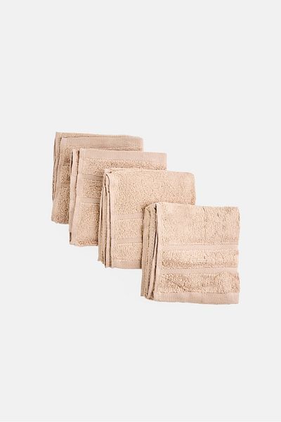 Kathy Ireland 4 Pieces Hand Towel Set, Warm Beige