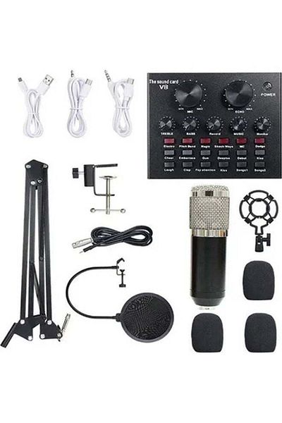 COOYA 13-Piece Multifunctional Professional Live V8 Sound Card Microphone Set