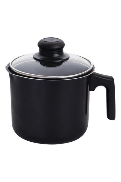 Generic PARFAIT Durable Aluminium Non-Stick Milk Pot with Lid Black and Clear HMSP-03-B