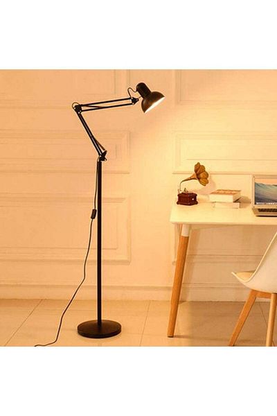 Arabest Metal Standing Floor Lamp 56x14x13.5cm With Warm Light 9 Watt Black