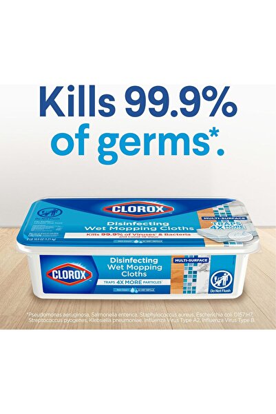 Clorox Disinfecting Wet Mopping Cloths, Rain Clean, 12 Wet Refills