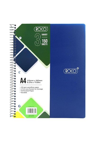 Roco Neon Royal Blue Lined Notebook A4 - 150 Sheets