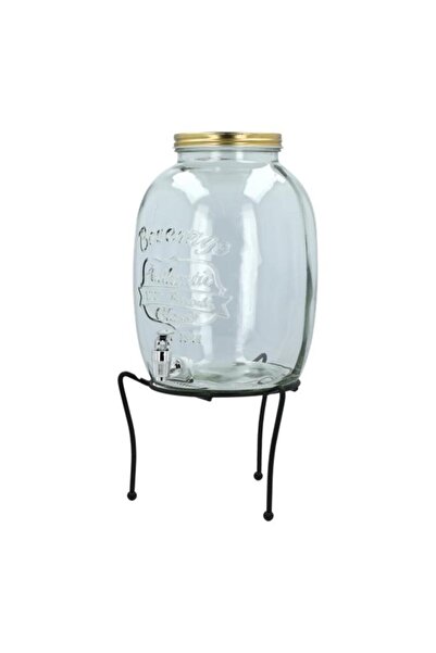 Generic Bien Servi 2-Piece Elegant Glass Dispenser with Iron Stand Clear and Black 6420