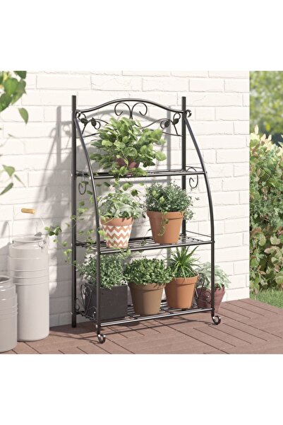 vidaxl حامل زهور أسود 56x30x96 سم فولاذ