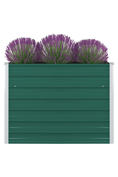 vidaxl سرير حديقة مرتفع 100x100x77 سم من الفولاذ المجلفن باللون الأخضر