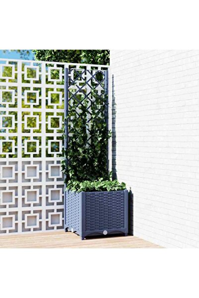 vidaxl أصيص زرع للحديقة مع تعريشة، أزرق رمادي، 40×40×136 سم PP