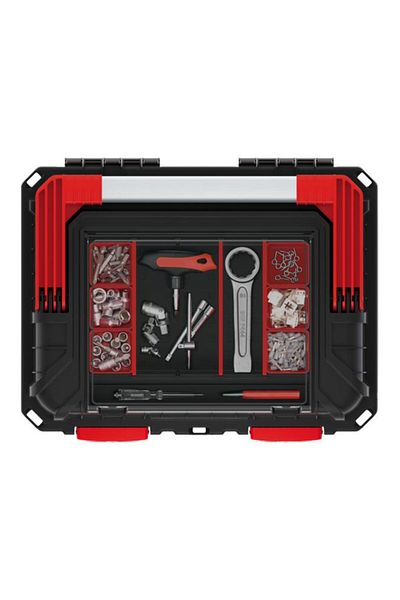 Generic Kistenberg 45 Multi Compartment Heavy Tool Box with Foldable Handle Black and Red