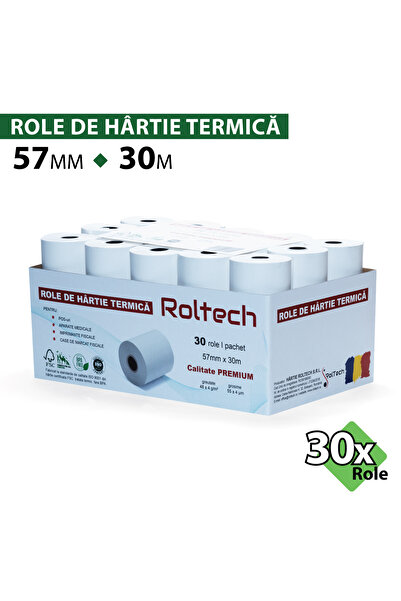 ROLTECH ROLTECH thermal paper roll, 57mm x 30m, 12mm tube, 48g, 30 rolls/box