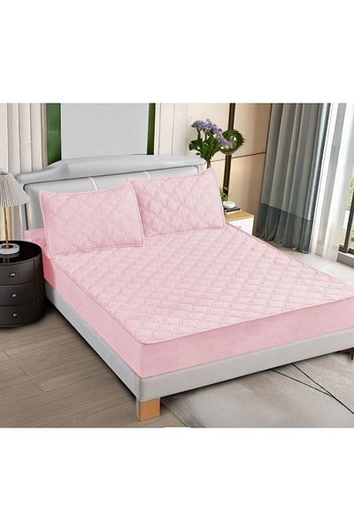 OEM Quilted bed cover and 2 velvet pillowcases 180x200cm, with elastic, topper model