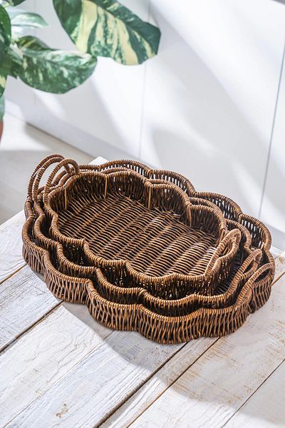 ACAR Nomad Flower Model 3-Piece Wicker Tray Set