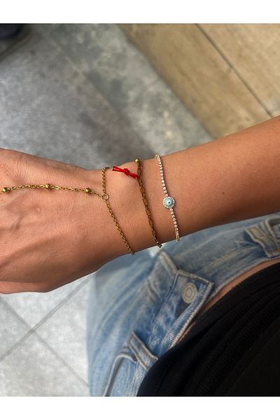 Hoop jewelery Waterway Evil Eye Bracelet with Stones