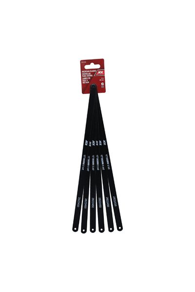 ACE 6-Piece Heat Treated Carbon Steel Hacksaw Blades Black 12inch