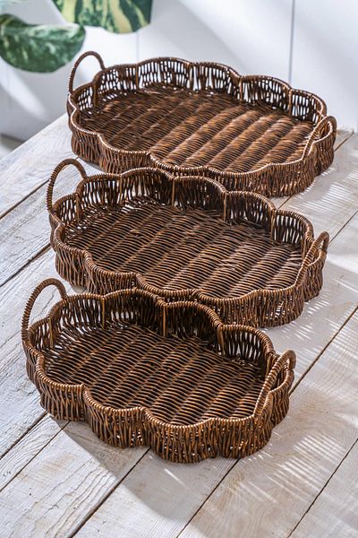 ACAR Nomad Flower Model 3-Piece Wicker Tray Set