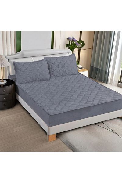 OEM Quilted bed cover and 2 velvet pillowcases 180x200cm, with elastic, topper model