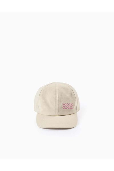 Ziddy Cotton Twill Cap for Girls 'Waves', Beige/Pink
