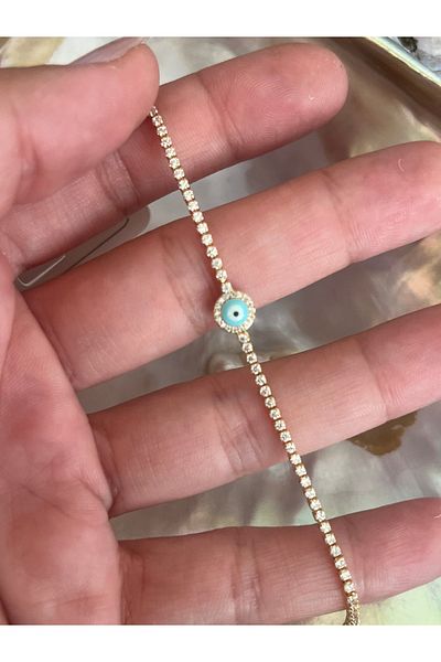 Hoop jewelery Waterway Evil Eye Bracelet with Stones