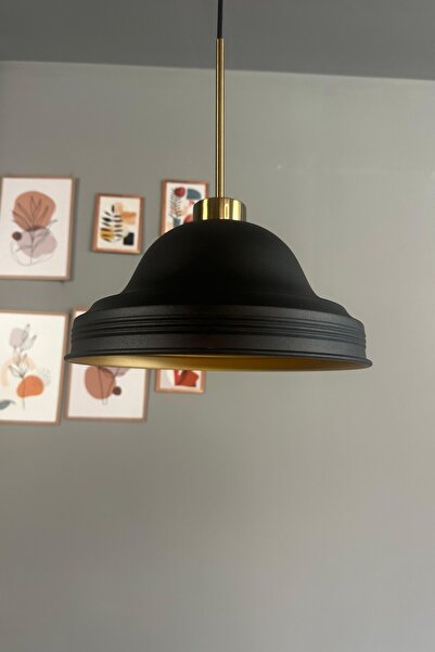 Bamyum Ulmete Siyah İnce Eskitme Başlık Tekli Sarkıt Avize Salon Ofis Otel Av...