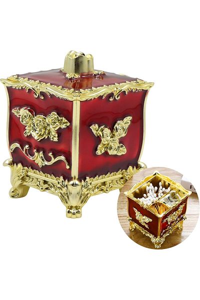 mimzemamz cosmetic organizer, metal/plastic, gold/red, 10 x 10 x 10 cm