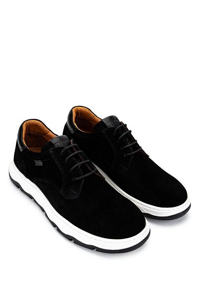 Tamer Tanca Men's Genuine Leather Black Suede Casual Shoes
