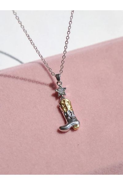 Reorah Collection Cowboy Boots Duo Steel Necklace
