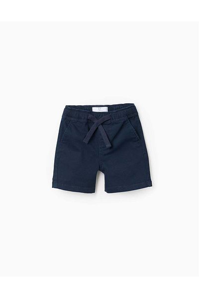 Ziddy Twill Shorts with Elastic Waistband and Drawstring for Baby Boys, Blue