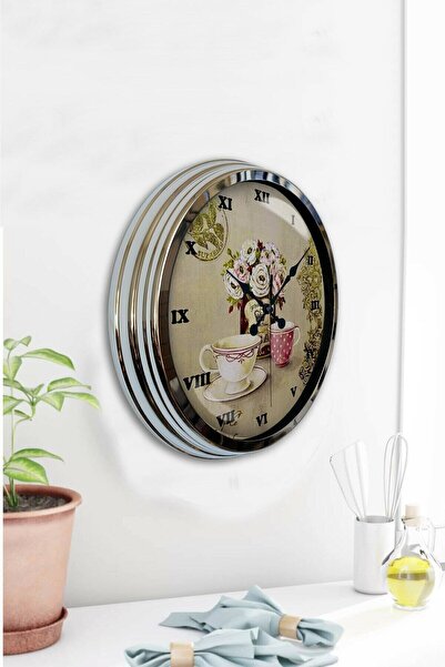 Kasva Concept Δώρο Δωμάτιο Γραφείου 40 cm Χρώμιο Μεταλλικό Ρολόι Τοίχου με Ρω...