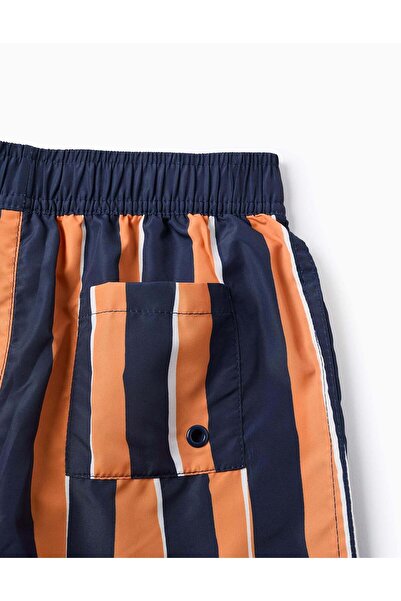 Ziddy Striped Swim Shorts for Boys, Blue/Orange