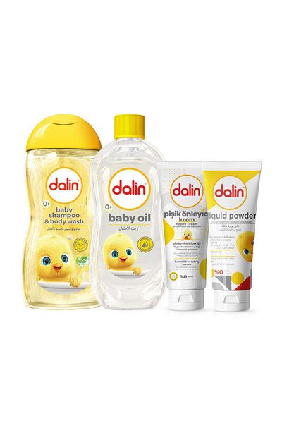 Dalin 5 pieces baby care Set, Baby Shampoo, Body Wash Baby Oil , Wet Wipes , Nappy Cream