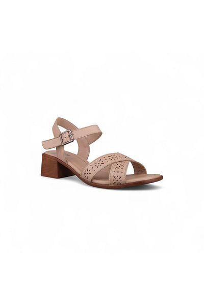 M.P. Women's daily sandals - beige, leather