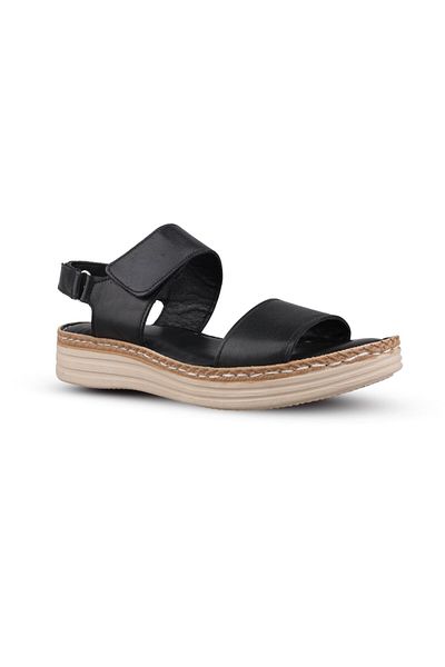 M.P. Women's Black Casual Sandals - Black, Leather