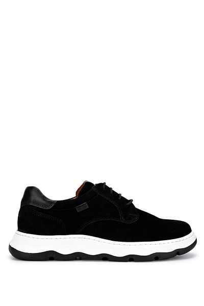 Tamer Tanca Men's Genuine Leather Black Suede Casual Shoes