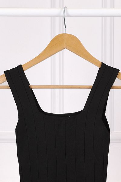 İmajButik Μαύρη μπλούζα με τσαντάκι τετράγωνο γιακά